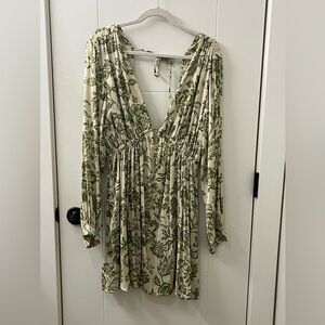 Free People Womens Size XL Soli Mini Dress Plunge Neck Open Back